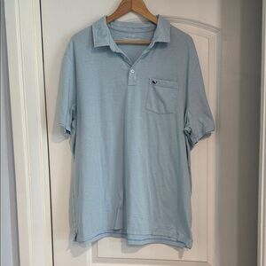Vineyard Vines Men’s XL Light Blue MicroStriped Polo Shirt Preppy Summer EUC Top